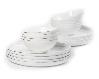 Набір тарілок Cicada porcelain (Bone China) Gold Edge (4 тарілки+ 4 піали)